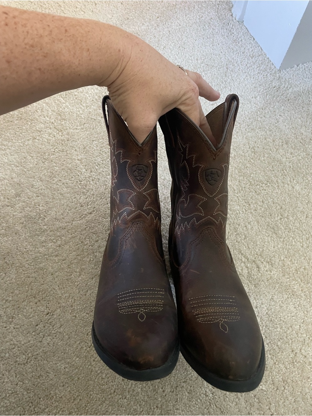 Kids Ariat Brown Western Pull-On Cowboy Boots - Picture 2 of 6
